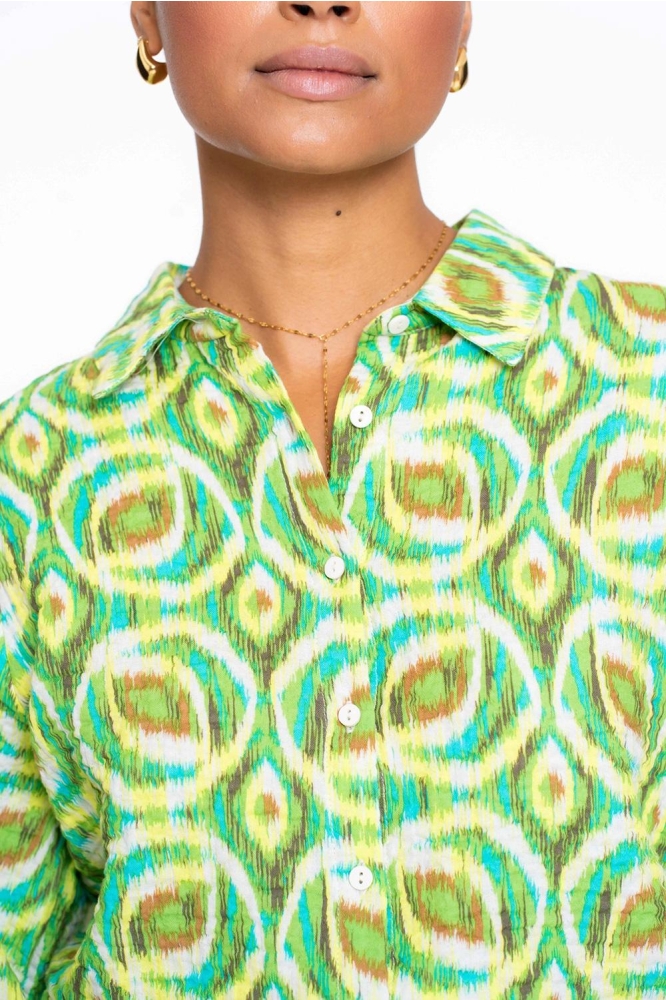 BLOUSE MET PRINT 53234 20 GREEN/AQUA